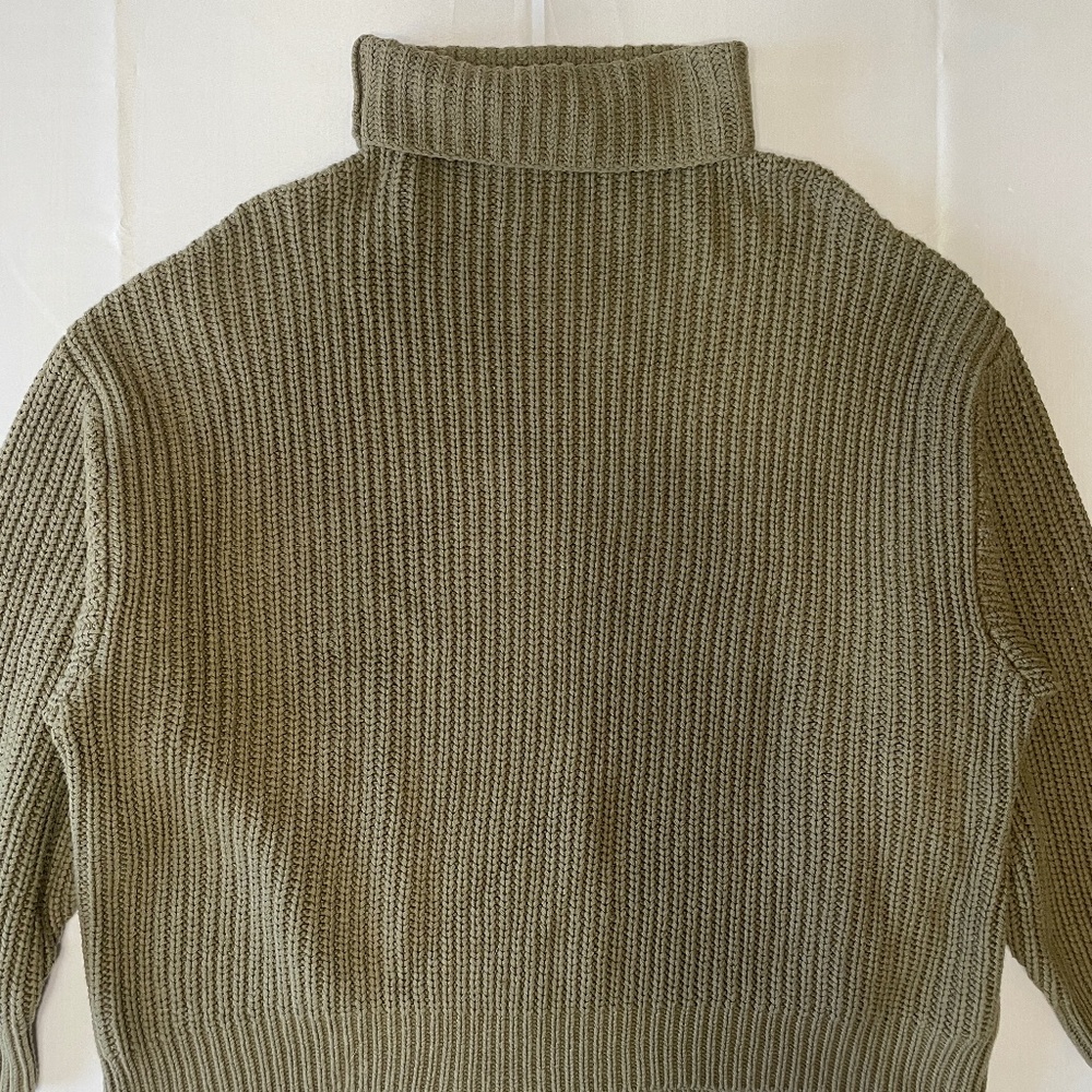 Free People Olive/Ivy Green Knit Ribbed Chunky Turtleneck Sweater - XL